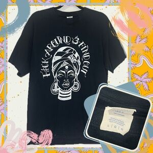 “F#ck Around & Find Out” Graphic Tee | Size L | Black Statement Shirt